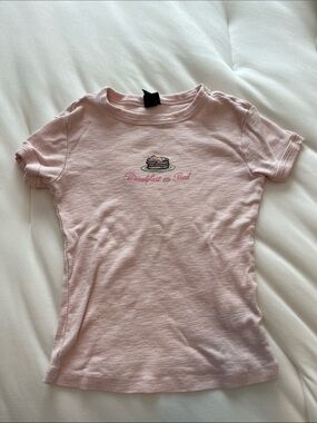Target Pastel Pink 'Breakfast on Bed' Graphic Tee
